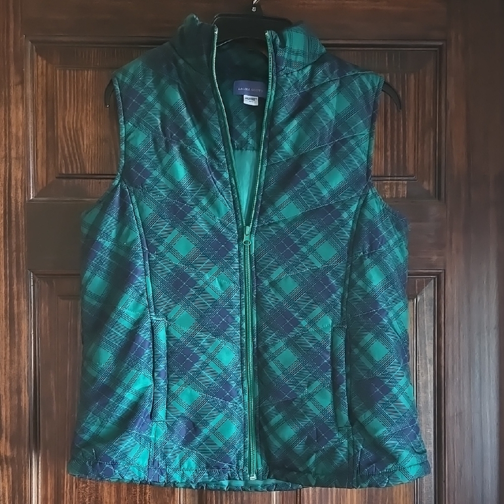 Laura Scott Green and Blue Plaid Vest